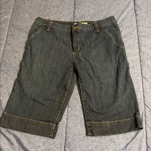 Red Engine Knee Length Jean Shorts